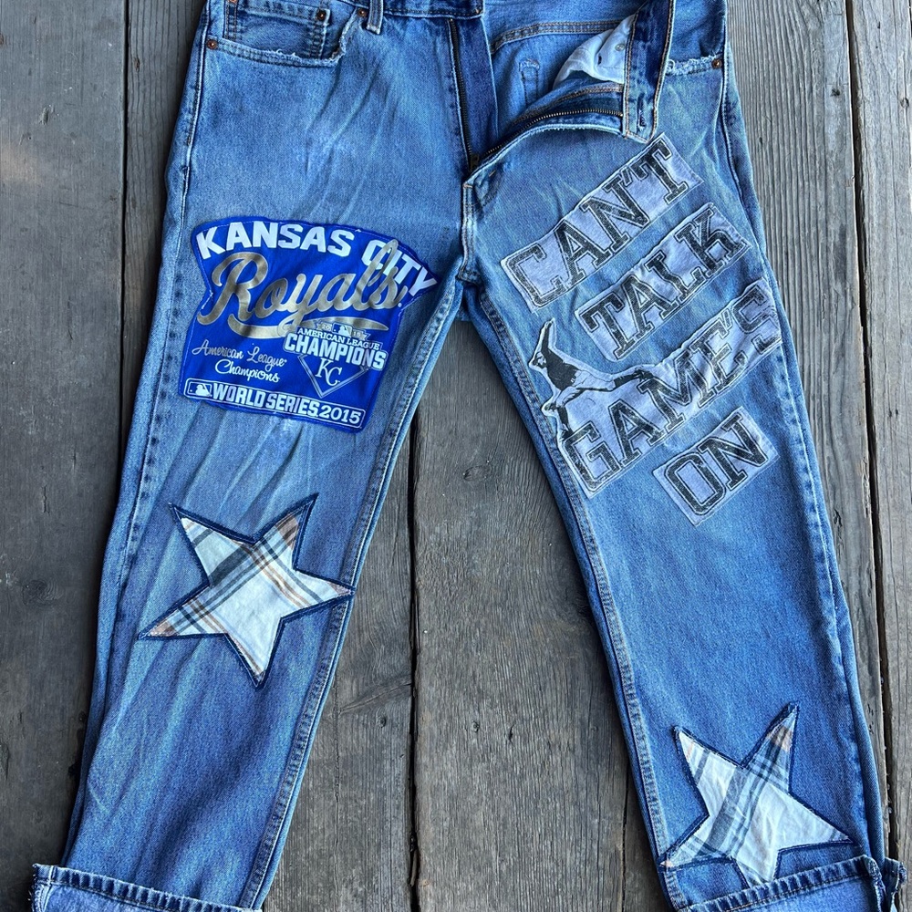 Blue Graphic Men's Jeans
